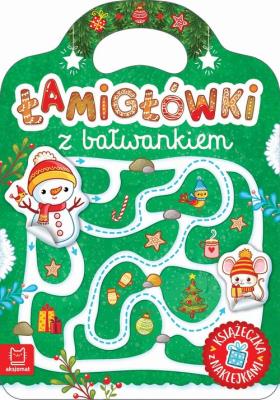 Okładka książki Łamigłówki z bałwankiem. Książeczka z naklejkami