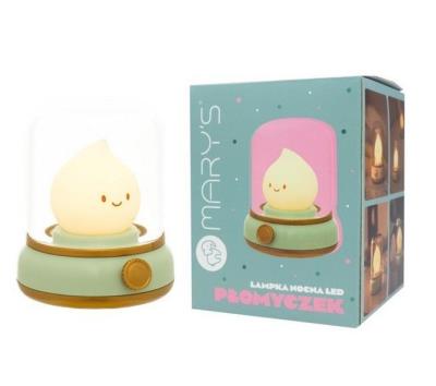 Lampka nocna LED płomyczek zielony. Wydawca: Mary's. SmakLiter.pl Opakowanie Lampka nocna LED płomyczek zielony