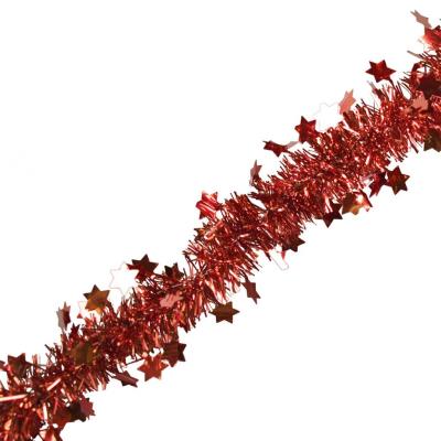 Opakowanie Łańcuch z gwiazdkami/ śnieżynkami czerwony 200cm