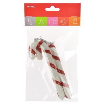 Opakowanie Laski choinkowe brokatowe czerwone 2szt