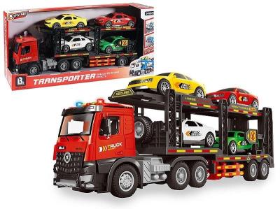 Opakowanie Laweta z 4 pojazdami dźwięk otwierane drzwi