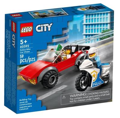 Opakowanie Lego CITY 60392 (4szt) Motocykl policyjny - pościg za samochodem