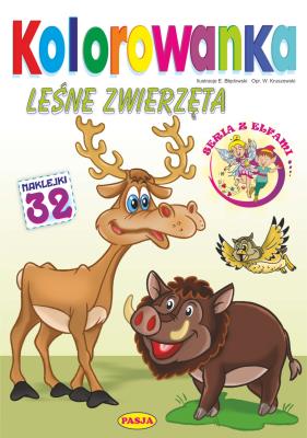Leśne zwierzęta. Kolorowanka. Autor: Ernest Błędowski, Ernest Błędowski Włodzimierz Kruszewski. SmakLiter.pl Okładka książki Leśne zwierzęta. Kolorowanka