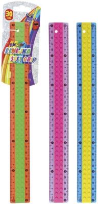 Opakowanie Linijka gumowany plastik 30cm dwukolorowa klocki