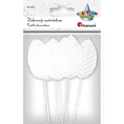 Opakowanie Liście materiałowe na druciku 10szt białe