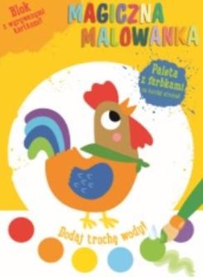 Magiczna malowanka z farbkami Kogucik. Wydawca: YOYO. SmakLiter.pl Opakowanie Magiczna malowanka z farbkami Kogucik