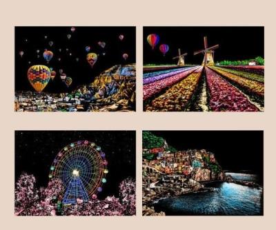 Opakowanie Magiczna Zdrapka Europejskie krajobrazy 4 sztuki 21x29,5cm