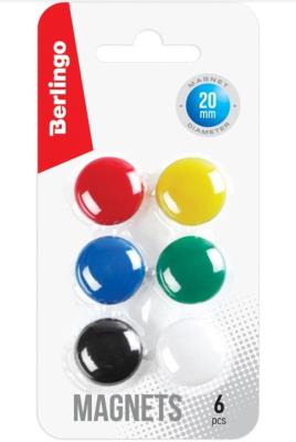 Opakowanie Magnesy okrągłe kolorowe 20mm 6szt
