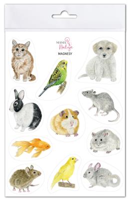 Magnesy Zwierzęta domowe. Wydawca: Mama Maluje. SmakLiter.pl Opakowanie Magnesy Zwierzęta domowe