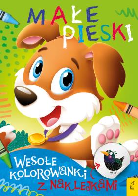 Okładka książki Małe pieski. Wesołe kolorowanki z naklejkami.