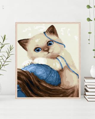 Opakowanie Malowanie po numerach 30x40cm Kotek i kłębek nici