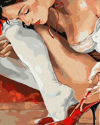 Opakowanie Malowanie po numerach - Czerwony pantofelek 40x50