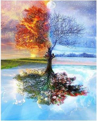 Opakowanie Malowanie po numerach Drzewo cztery pory roku