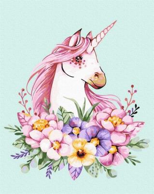 Opakowanie Malowanie po numerach - Jednorożec kwiaty 40x50cm