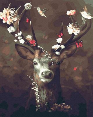 Opakowanie Malowanie po numerach  Jeleń z kwiatami na głowie