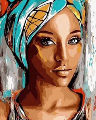 Opakowanie Malowanie po numerach Kobieta w niebieskim turbanie