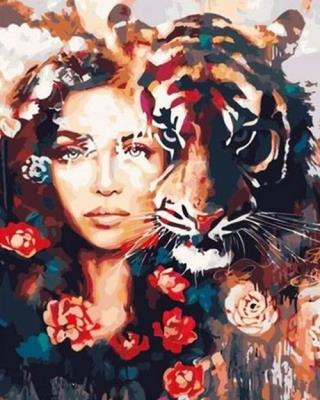 Opakowanie Malowanie po numerach Kobieta z tygrysem