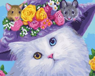 Opakowanie Malowanie po numerach Kot w kapeluszu