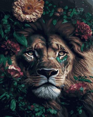 Opakowanie Malowanie po numerach Lew wśród kwiatów