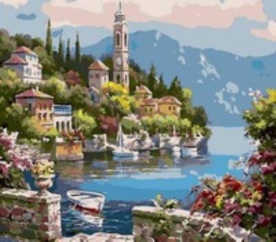 Opakowanie Malowanie po numerach Miasto nad jeziorem