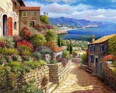 Opakowanie Malowanie po numerach Miasto z widokiem na morze