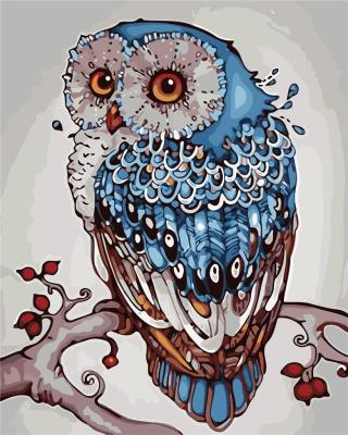 Opakowanie Malowanie po numerach - Niebieska sowa 40x50cm