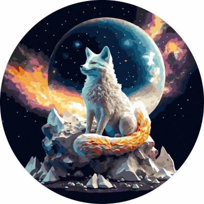 Opakowanie Malowanie po numerach okrągłe - Biały wilk 40cm