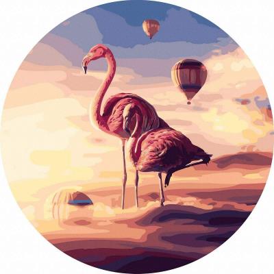 Opakowanie Malowanie po numerach okrągłe - Flamingi w górach
