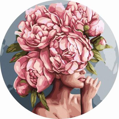 Opakowanie Malowanie po numerach okrągłe - Kobieta kwiat 40cm