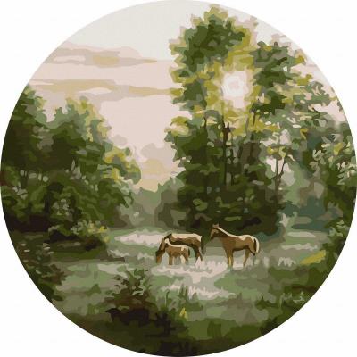Opakowanie Malowanie po numerach okrągłe - Konie w lesie 40cm