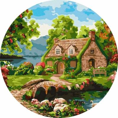 Opakowanie Malowanie po numerach okrągłe - Kwitnący dom 40cm