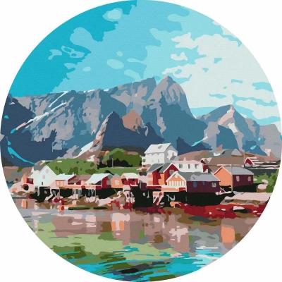 Opakowanie Malowanie po numerach okrągłe - Miasteczko... 40cm