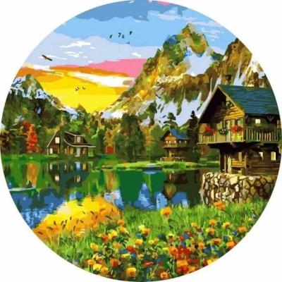 Opakowanie Malowanie po numerach okrągłe - Wieś nad jeziorem