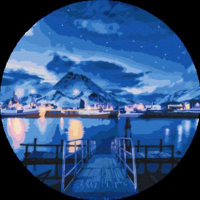 Opakowanie Malowanie po numerach owalne Nocny widok