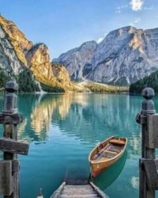 Opakowanie Malowanie po numerach Przystań górskie jezioro łódka