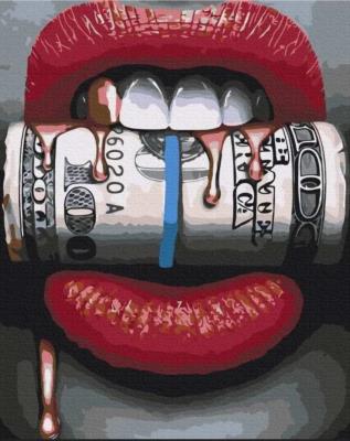 Opakowanie Malowanie po numerach - Seksowne usta z pieniędzmi