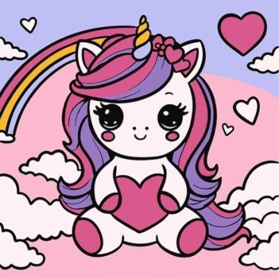 Opakowanie Malowanie po numerach - Śliczny jednorożec 25x25cm