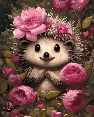 Opakowanie Malowanie po numerach Słodki jeż z kwiatami