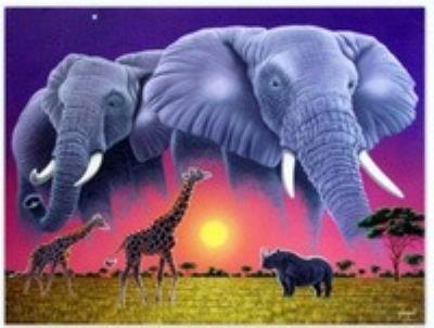 Opakowanie Malowanie po numerach Słonie widma nad sawanną