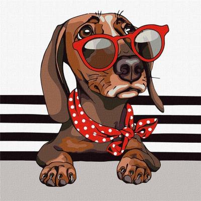 Opakowanie Malowanie po numerach - Stylowy jamnik 40x40