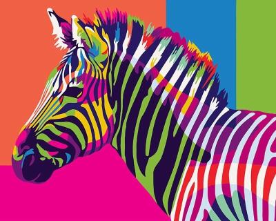 Opakowanie Malowanie po numerach - Tęczowa Zebra 40x50cm