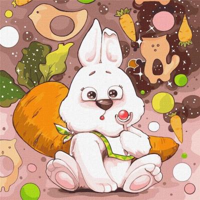 Malowanie po numerach - Uroczy króliczek 30x30cm. Wydawca: Ideyka. SmakLiter.pl Opakowanie Malowanie po numerach - Uroczy króliczek 30x30cm