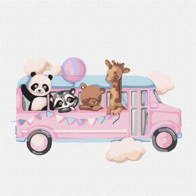 Malowanie po numerach - Wesoły autobus 30x30cm. Wydawca: Ideyka. SmakLiter.pl Opakowanie Malowanie po numerach - Wesoły autobus 30x30cm