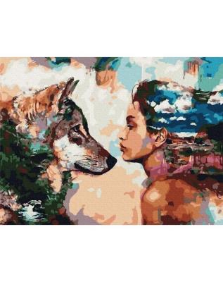 Opakowanie Malowanie po numerach - Wilk i kobieta 40x50cm