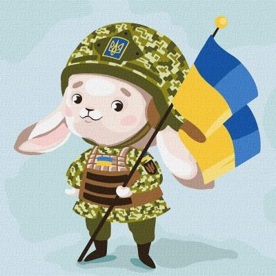 Opakowanie Malowanie po numerach - Zajączek-obrońca 30x30cm