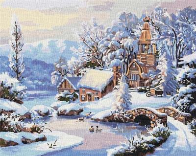 Malowanie po numerach - Zimowy poranek 40x50cm. Wydawca: Ideyka. SmakLiter.pl Opakowanie Malowanie po numerach - Zimowy poranek 40x50cm