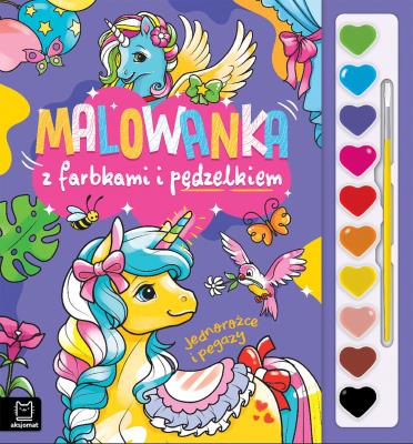 Okładka książki Malowanka z farbkami i pędzelkiem. Jednorożce i pegazy