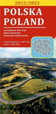 Mapa drogowa Polska 1:800 000 lam w.2022. Autor: Opracowanie zbiorowe. SmakLiter.pl Okładka książki Mapa drogowa Polska 1:800 000 lam w.2022