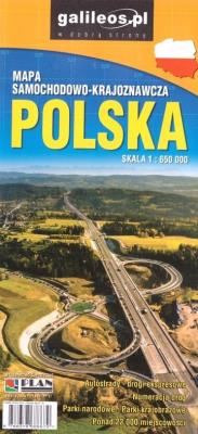 Mapa samochodowo-krajoznawcza - Polska 1:650 000. Autor:   Praca zbiorowa. SmakLiter.pl Okładka książki Mapa samochodowo-krajoznawcza - Polska 1:650 000