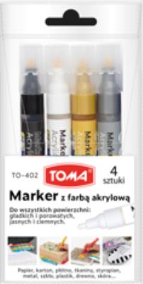 Marker akrylowy 4 kolory. Wydawca: TOMA. SmakLiter.pl Opakowanie Marker akrylowy 4 kolory